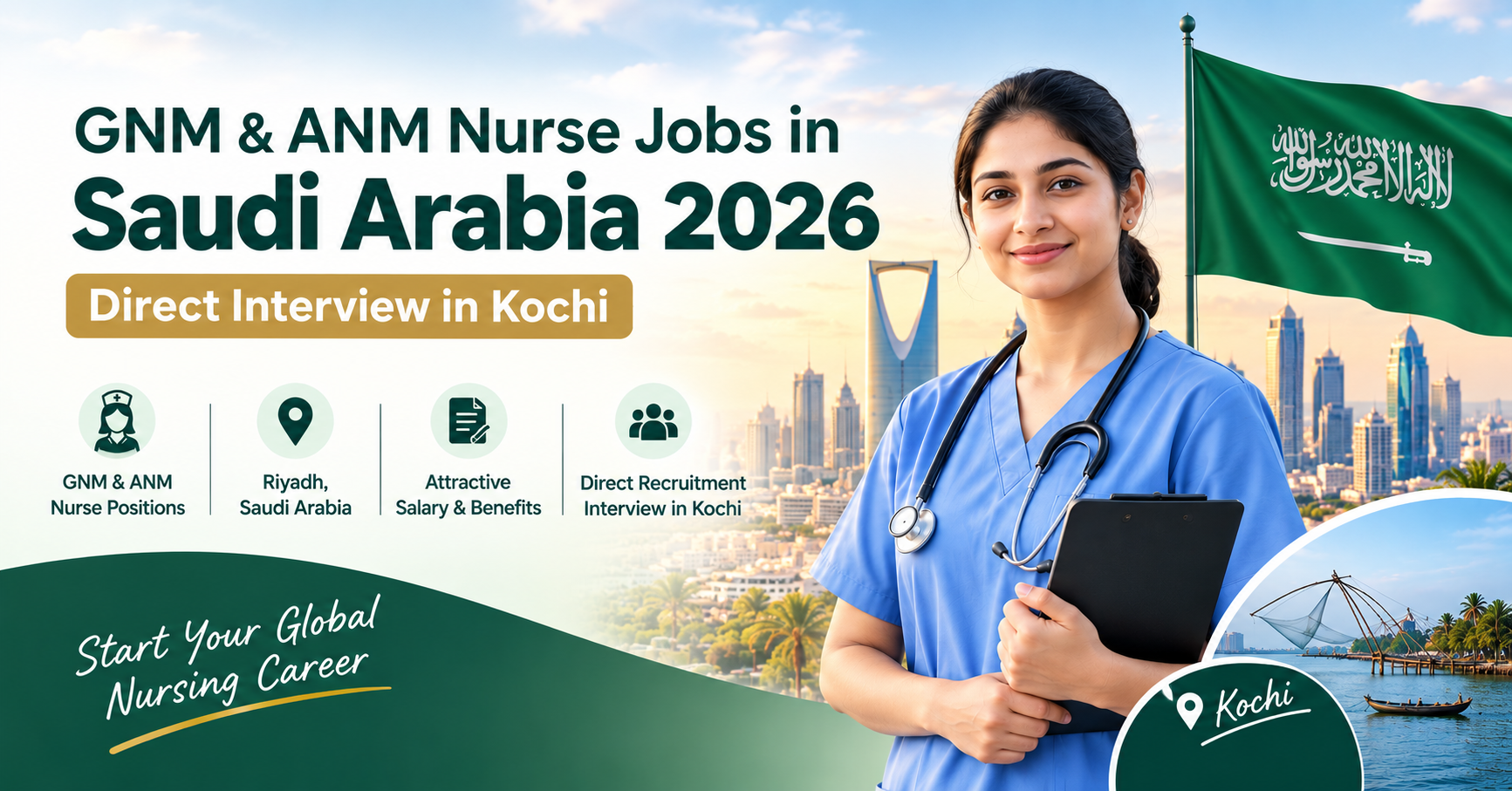 GNM & ANM Nurse Jobs in Saudi Arabia 2026 Direct Interview in Kochi